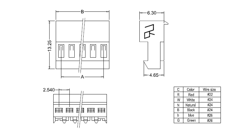 M2050-N-C(90°) IDC dimensions Dimensions M2050-NC (90°) IDC