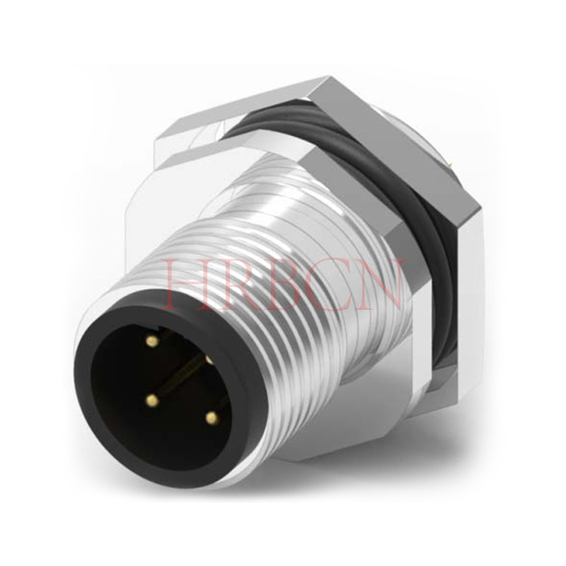 Connecteur circulaire mâle à montage arrière sur panneau de codage A M12, 2 à 5 pôles