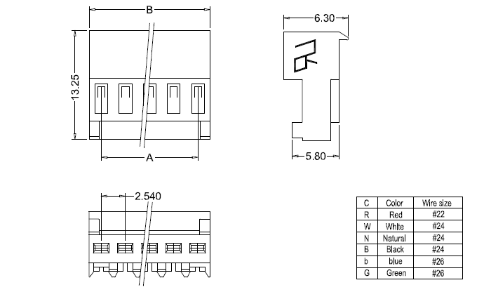 Dimensions IDC M2050-NCR (90&deg;)