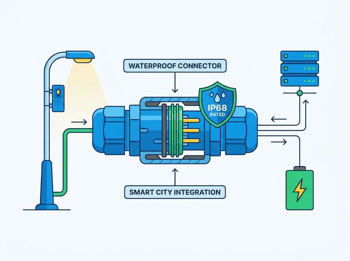 Connecteur &eacute;tanche pour &eacute;clairage ext&eacute;rieur et &eacute;quipement de ville intelligente