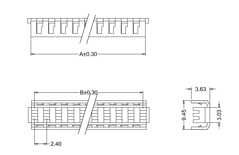 Dessin dimensionnel du cache anti-poussi&egrave;re IDC M7061(I)-N 3,96 mm