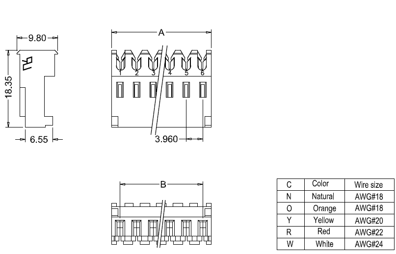 Dimensions du M7060-NCPR IDC