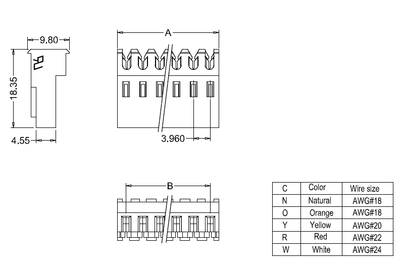 Dimensions du M7060-NCP IDC