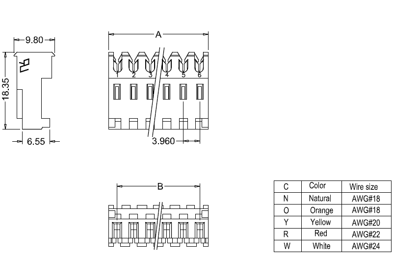 M7060-N-C-R IDC dimensions Dimensions du M7060-NCR IDC