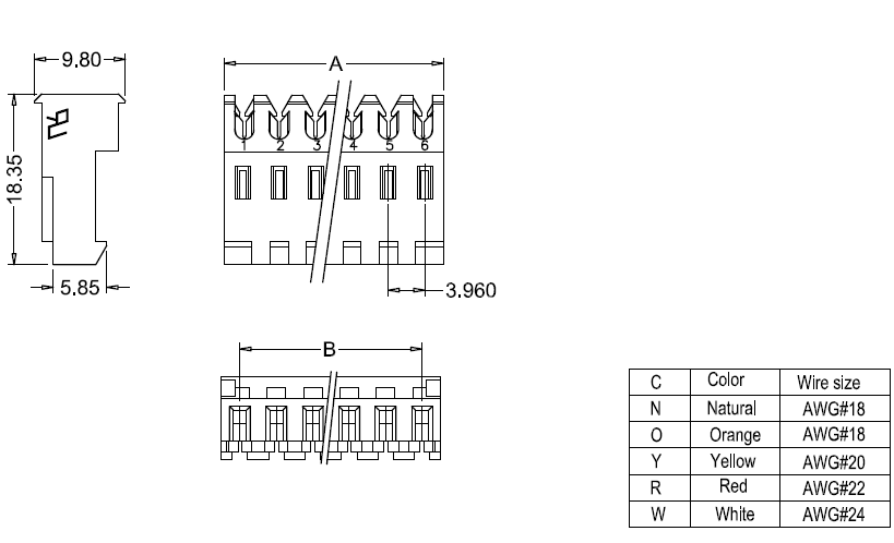 Dimensions du CID M7060-NC